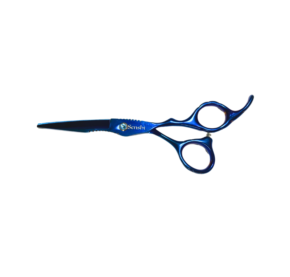 Blue Grooved Professional Straight Hair Shear 6 Inches