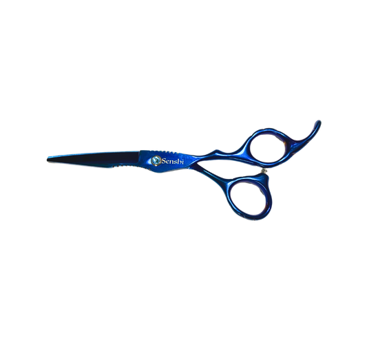 Blue Grooved Professional Straight Hair Shear 6 Inches